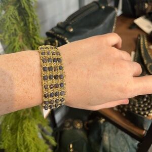 Dag Gioielli Bracelet with 14k Plated Gold and Blue/Brown Sapphire